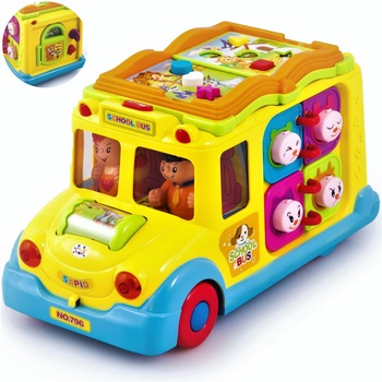 Autobuz Scolar premium inteligent, cu lumini si sunete, jucarie educativa, 8 moduri dinamice si interesante de joaca  Autobuz Scolar premium inteligent, cu lumini si sunete, jucarie educativa, 8 moduri dinamice si interesante de joaca