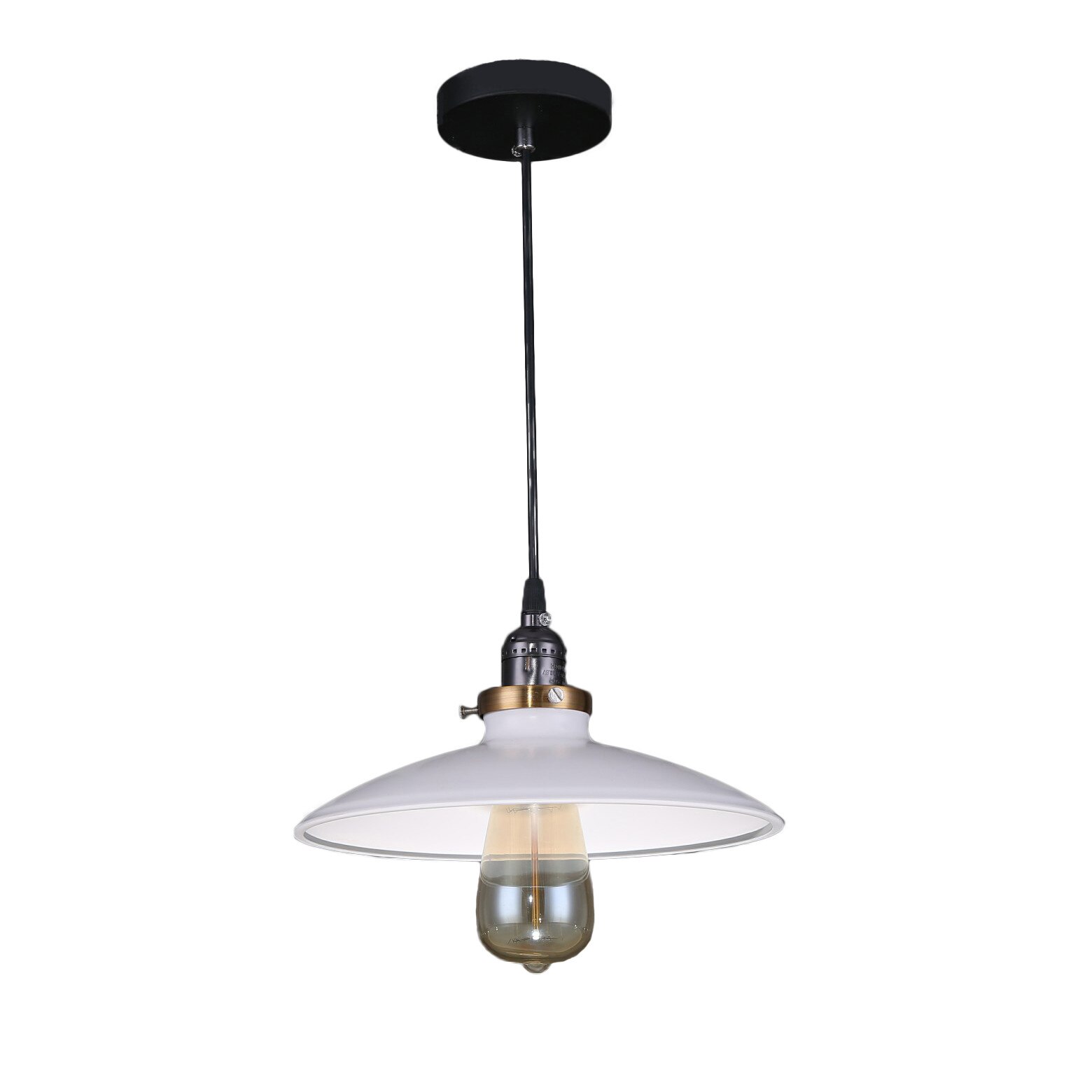 Pendul Caspia White, design modern, culoare alb, diametru 25 cm fir reglabil E27*1, Maison M