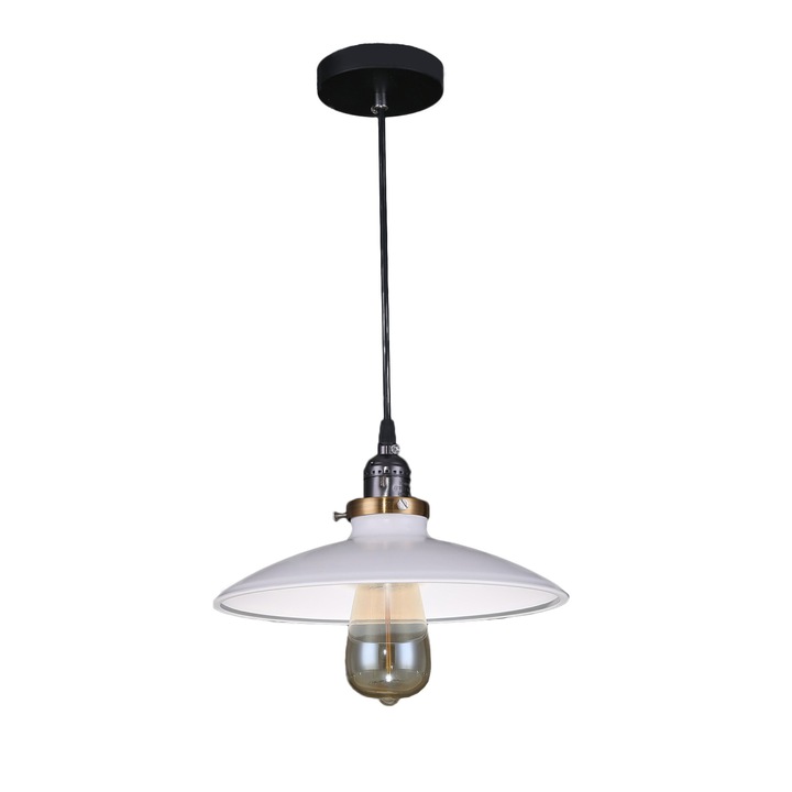 Pendul Caspia White, design modern, culoare alb, diametru 25 cm fir reglabil E27*1, Maison M