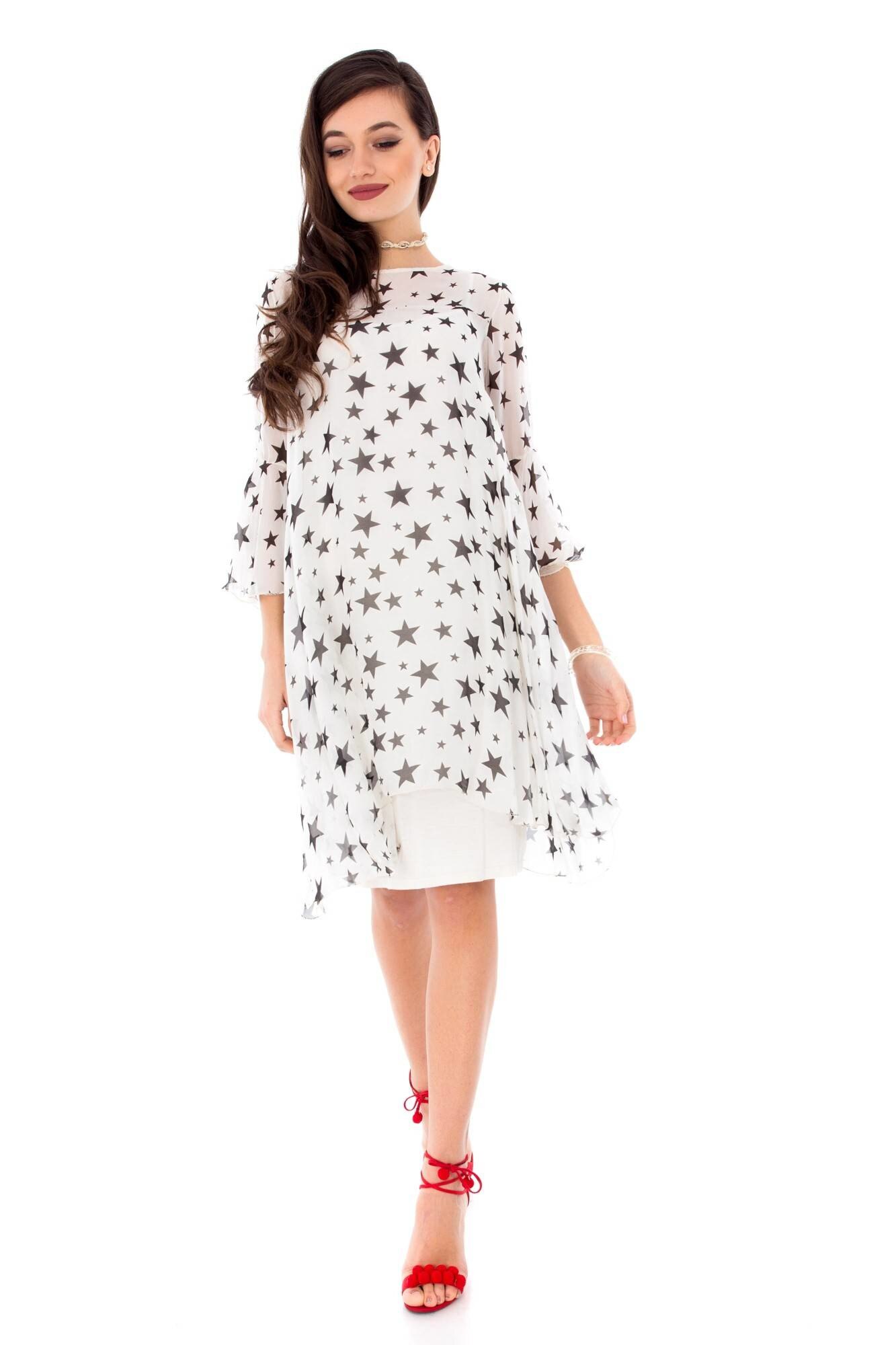 Rochie bej delicata, ROH, cu stelute, M