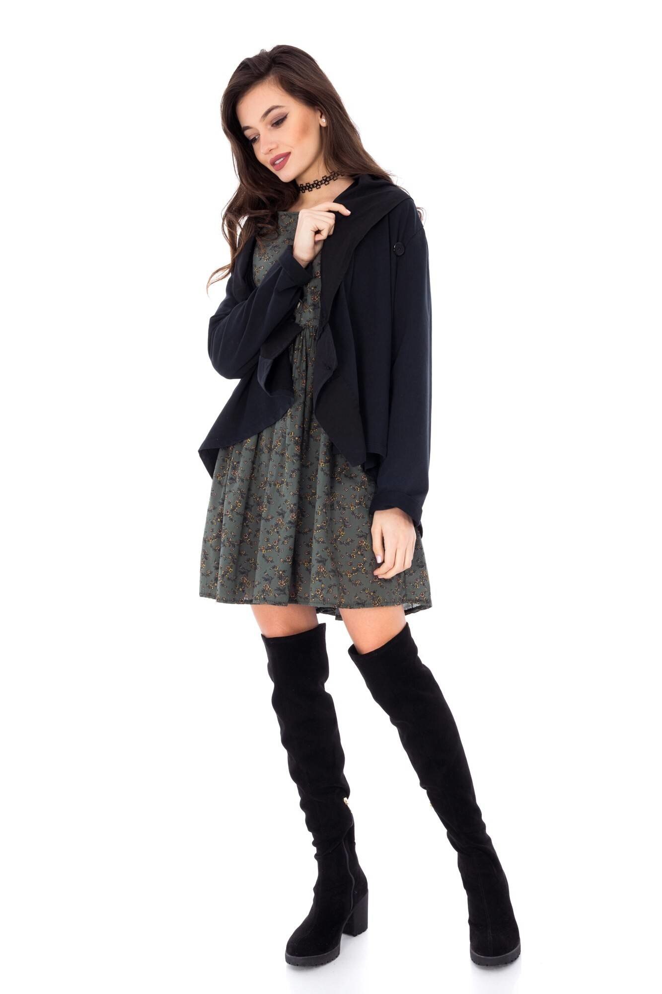 Jacheta neagra de dama casual, ROH, din bumbac, M