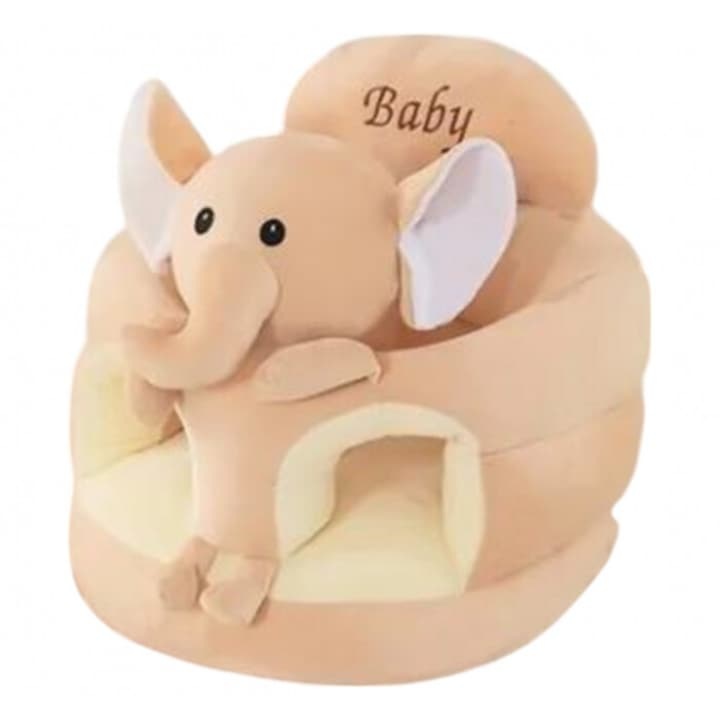 Fotoliu pentru bebelusi Carmdering EMAG-FP20260814-657, plus cu spatar, model elefant, crem, 50 x 46 x 37 cm
