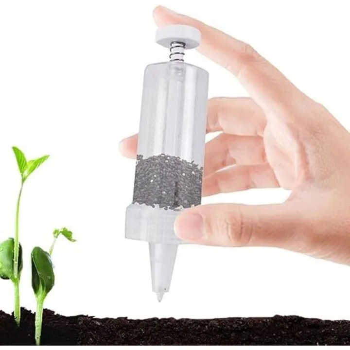 Dozator manual pentru seminte cu dozare precisa, plastic transparent, pentru seminte >2 mm