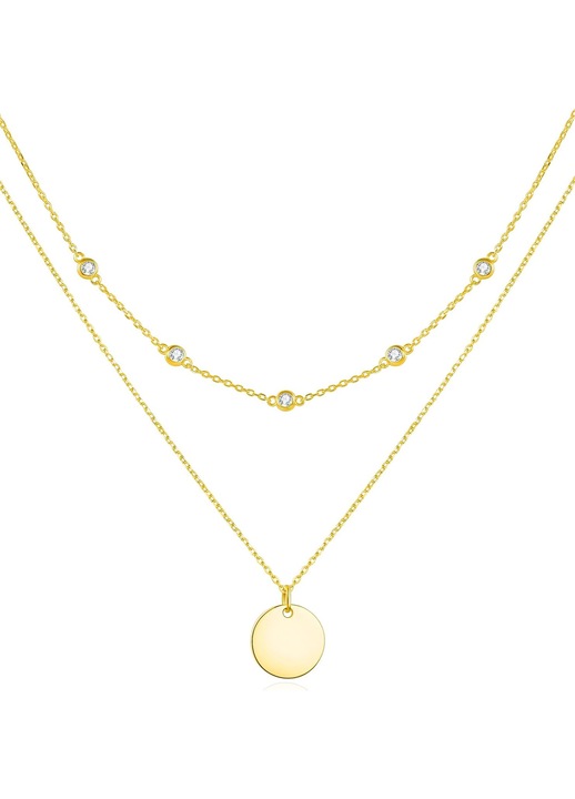 Colier Stratificat Argint 925 Aurit 14K cu Pandantiv Placuta