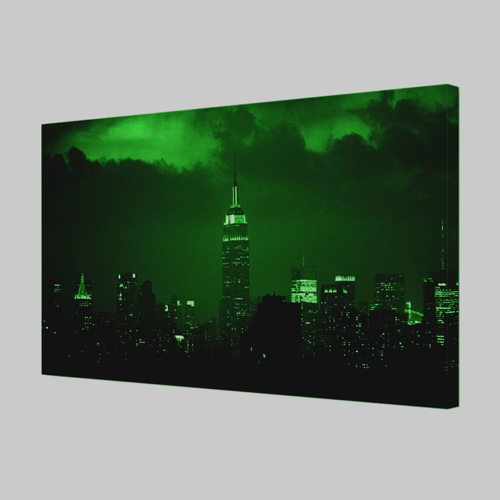 Tablou VarioView MoonLight Fosforescent Luminos in Urban Orase Cladirea Empire State noaptea, 30 x 45 cm
