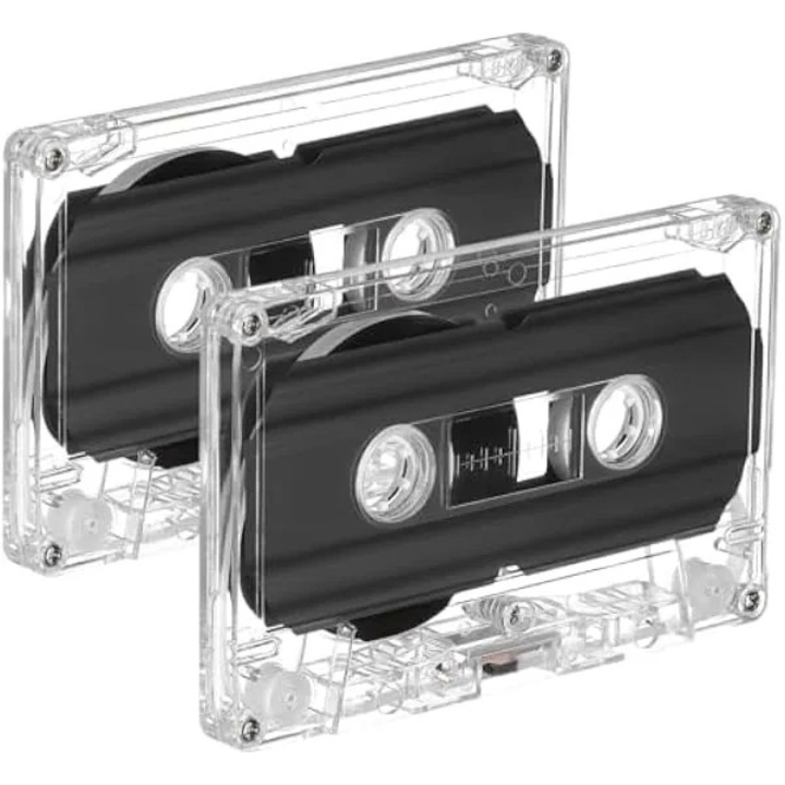 Nem felvett audiokazetta K0569-260814-1825-AMC, 30 perc oldalanként (60 perc összesen), átlátszó tok, fekete, 2 db-os szett.