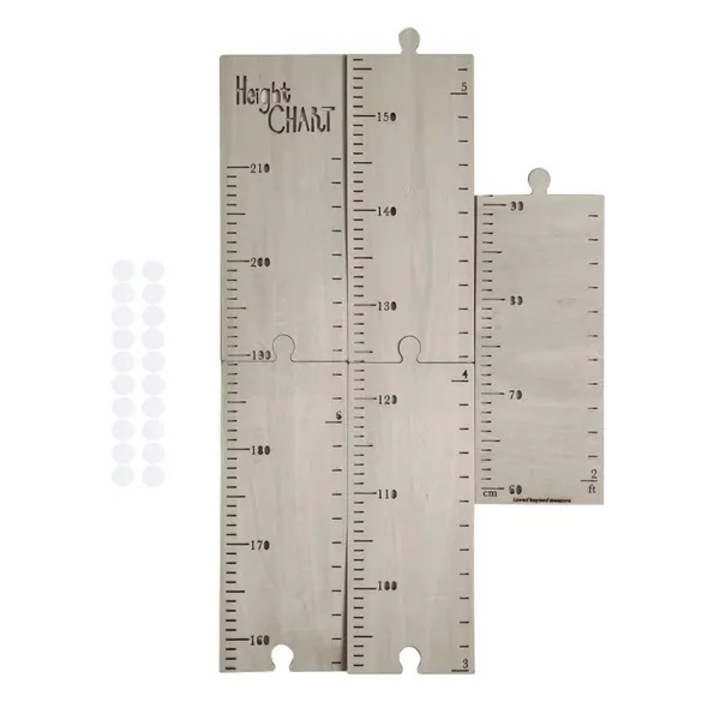 IZO-CJ-K0497-260814-836 fa növekedési mérő, összecsukható, 60–210 cm skála, natúr, 13,5 x 32,5 cm panelek