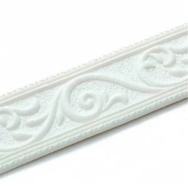 Самозалепващ 3D тапетен бордюр IZO-CJ-K0497-260814-3351, PVC пяна, водоустойчив, сваляем, дебелина 4 мм, бял, 2,3 м x 5,9 см