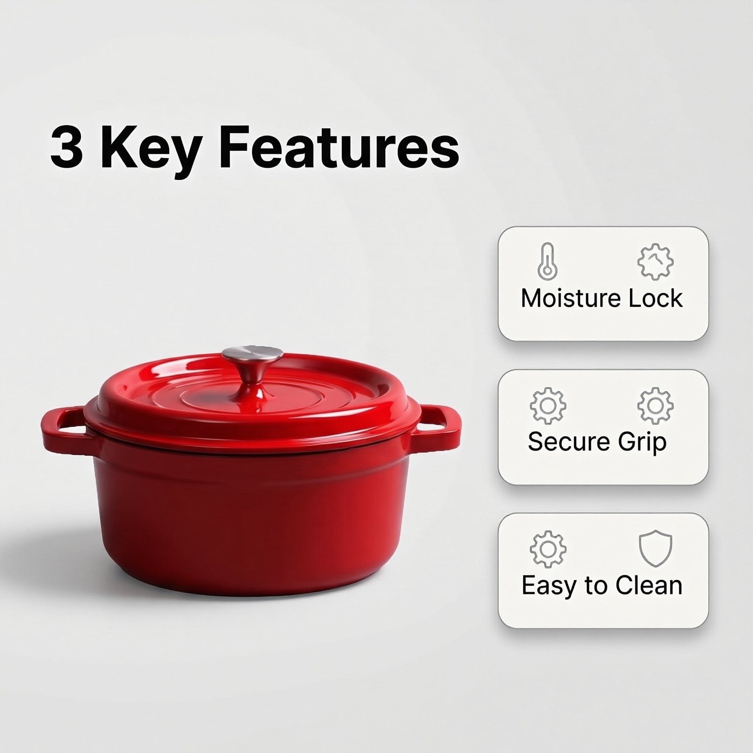 Oala din fonta emailata VANTHEIR FLG001, Dutch oven 24 cm, 4,8 L ...