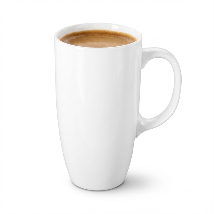 Set 4 Cani Cafea Ceai WILMAX, Cana Portelan Alba Pura Premium, 630 ml, Design Elegant Modern Minimalist, Calitate Superioara, Rezistenta Spalare Masina, Pentru Bucatarie si Ocazii Speciale