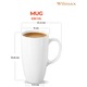 Set 4 Cani Cafea Ceai WILMAX, Cana Portelan Alba Pura Premium, 630 ml, Design Elegant Modern Minimalist, Calitate Superioara, Rezistenta Spalare Masina, Pentru Bucatarie si Ocazii Speciale
