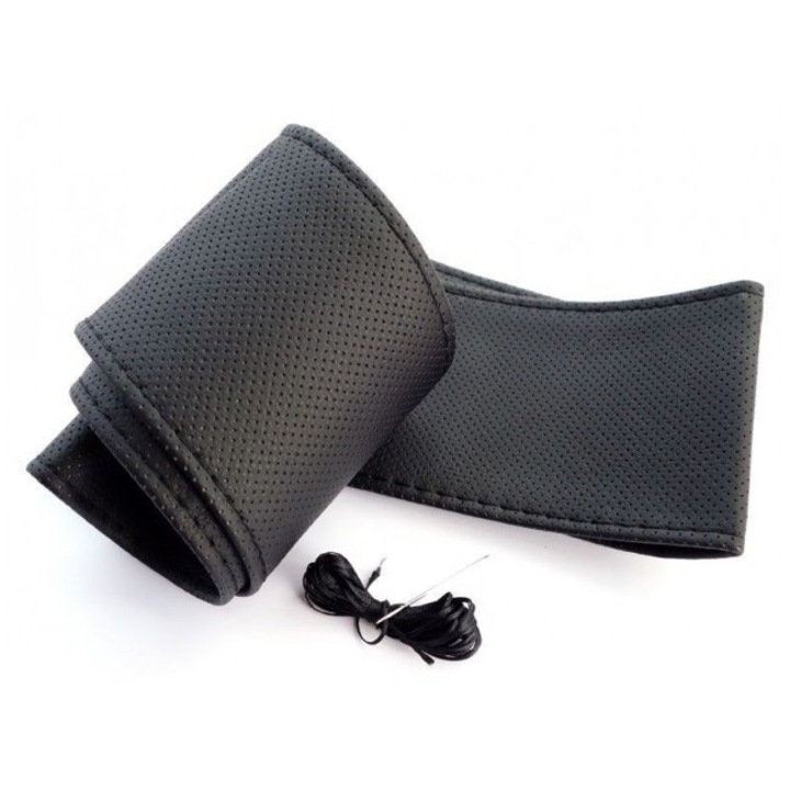 Калъф за волан, За шиене, Еко кожа, Размер М, Черен