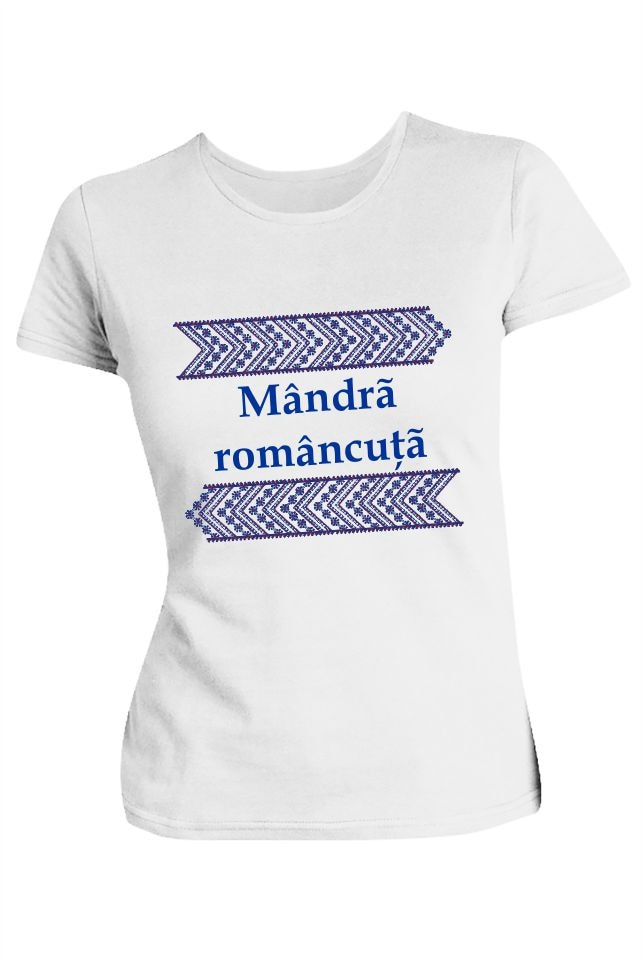 Tricou motive traditionale Romancuta, alb, Alb