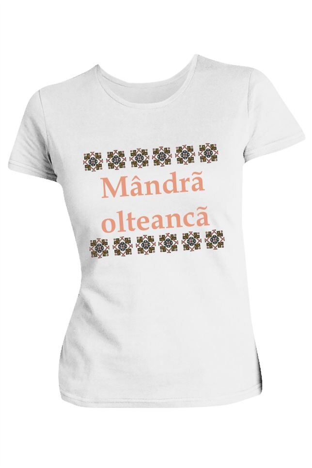 Tricou motive traditionale Mandra Olteanca, alb, Alb