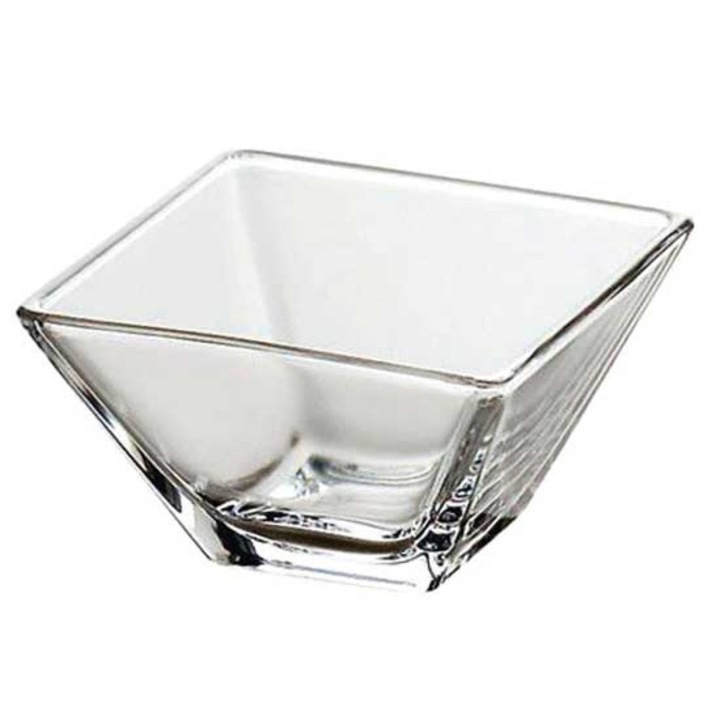 Bol patrat din sticla temperata VIDIVIL colectia TORCELLO 330ml 11x11xh6,5cm
