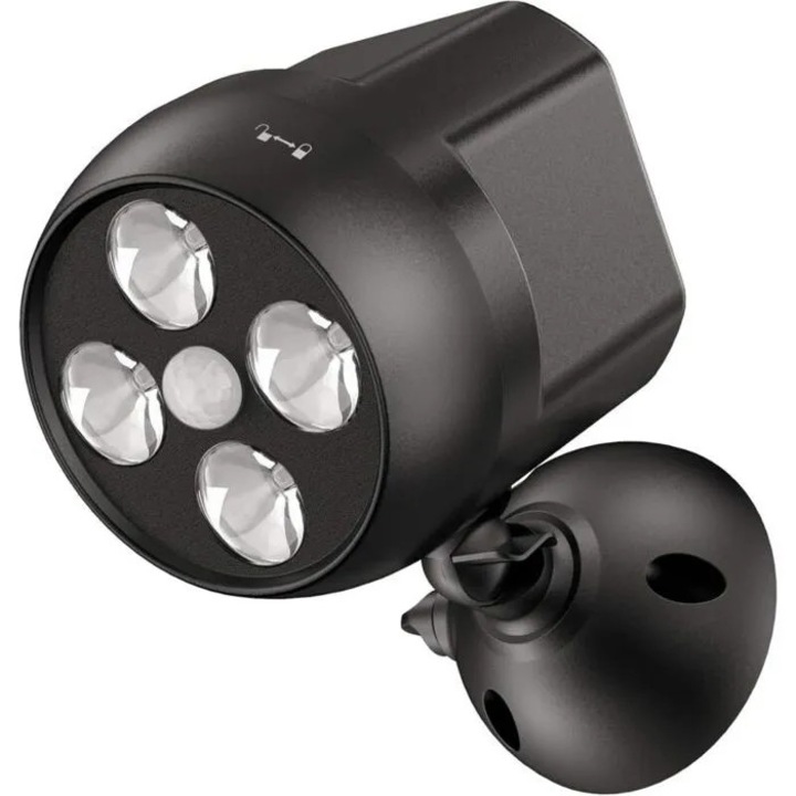 Proiector LED cu senzor de miscare cidiscount-xwx-260814-390, 6W, 600 lm, senzor PIR, IPX5, negru, pentru exterior
