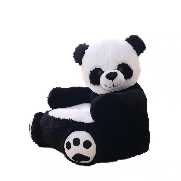 Fotoliu din plus pentru copii Carmdering EMAG-FP20260814-659 Panda, moale, alb/negru, 50x50x45 cm