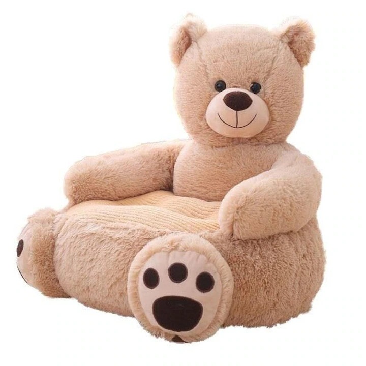 Fotoliu de plus pentru copii Carmdering EMAG-FP20260814-660, in forma de urs, lavabil, suport max. 40 kg, crem, 50x50x45 cm