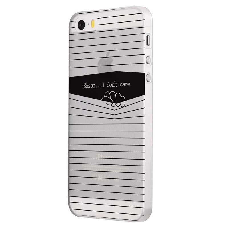 Husa Silicon, Transparent, 0.5MM, I Dont Care, Apple iPhone 5/5S/SE