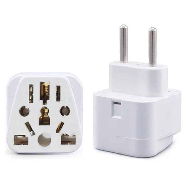 Adaptor universal de priza pentru calatorie K0285-EP0814-HJ33377, contacte din cupru pur, carcasa ABS/PC, alb