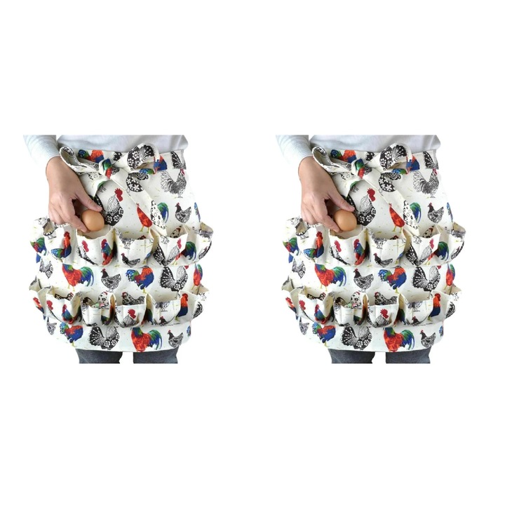 ZYBLSSBB, sort pentru colectat oua din poliester cu buzunare multiple pentru oua, reversibil, multicolor, 48x40 cm