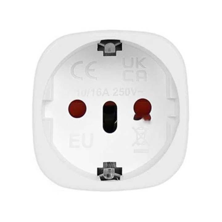 Adaptor universal de calatorie K0285-EP0814-HJ31119, convertor prize EU, compact, alb, 10/16A 250V