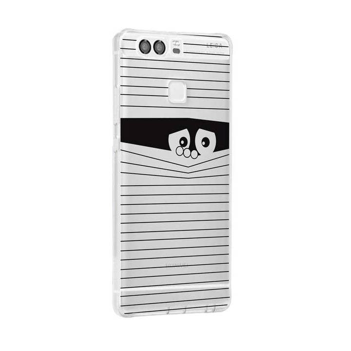 Husa Silicon, Transparent, Ultra Slim 0.3MM, Look Black, Huawei P10 LITE