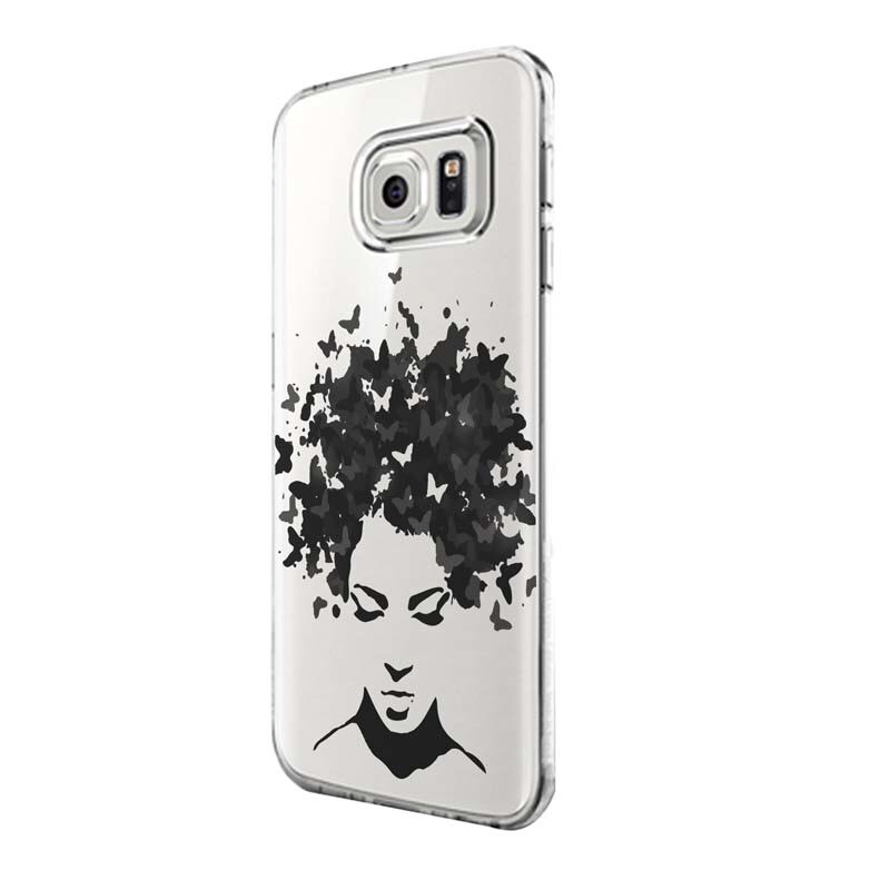 Husa Silicon, Transparent, 0.5MM, Woman B&W, Samsung Galaxy S6