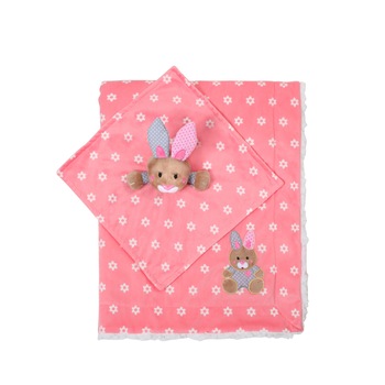 Set paturica cu jucarie atasament 75*100 1412_01 Roz Set paturica cu jucarie atasament 75*100 1412_01 Roz