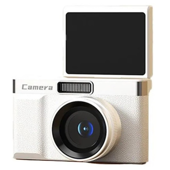 K0285-EP0814-HJ29940 retro digitális fényképezőgép, 5x optikai zoom, 2.4" LCD kijelző, fehér