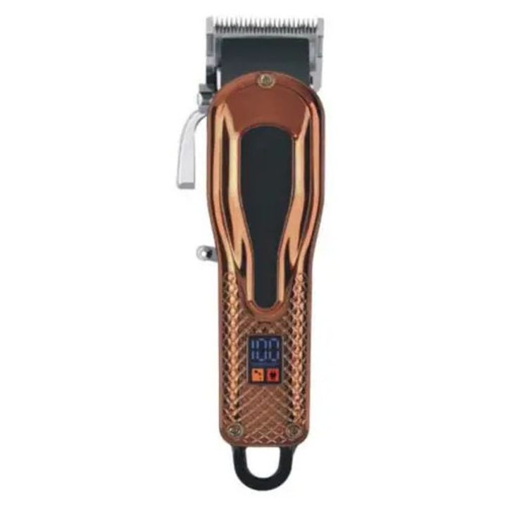Tunsor electric profesional K0285-EP0814-HJ29336, fara fir, afisaj digital, lame de precizie, auriu