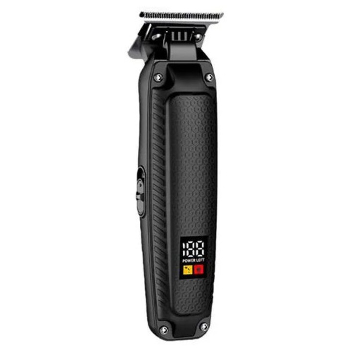Masina de tuns par K0285-EP0814-HJ24515, cu ecran LCD, USB reincarcabila, silentioasa, lama T, negru
