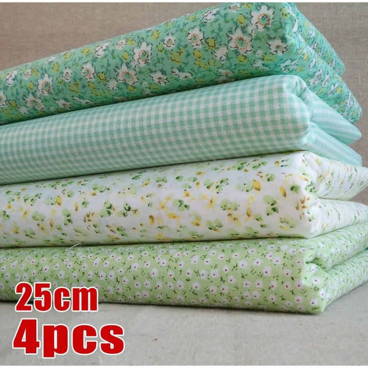 YANYXR BCS3088775 patchwork textil anyag, 100% pamut virágos és kockás mintával, többszínű, 4 x 25×25 cm-es szett