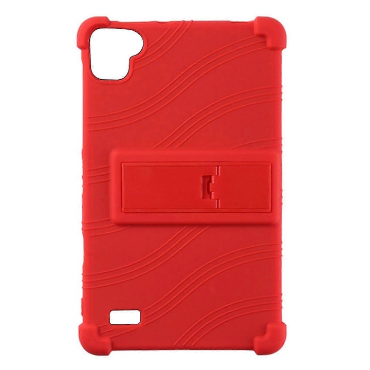 Husa pentru tableta P80/P80X/P80H EAG-15623, din silicon, rosu, cu suport reglabil, 220 x 130 x 10 mm