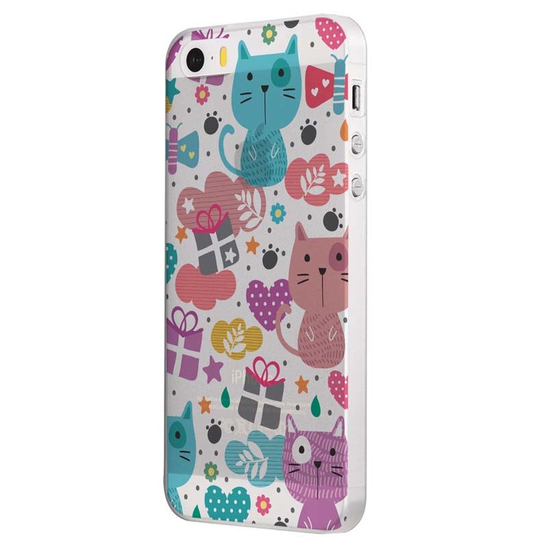 Husa Silicon, Transparent, 0.5MM, Lovely Cat, Apple iPhone 5/5S/SE