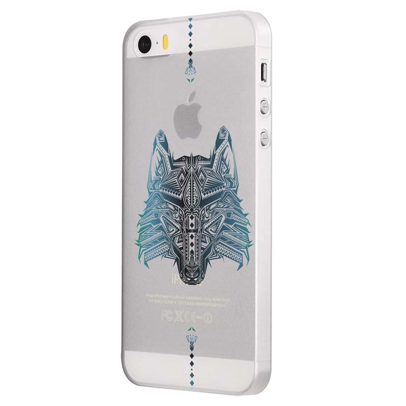 Husa Silicon, Transparent, 0.5MM, Wolf, Apple iPhone 5/5S/SE