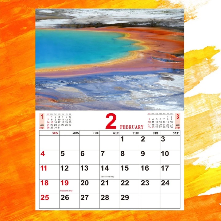 Calendar de perete YANYXR BCS3066204, 12 luni 2024, legatura dubla in spirala, hartie certificata FSC, blocuri mari pentru notite, multicolor, 16.5 x 11.2 in