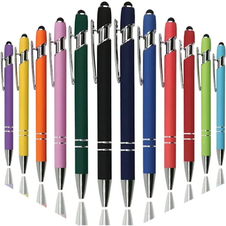 Pix cu bila si stylus 31CJ-K0274-260814-2796, varf 1.0 mm, cerneala neagra, corp cauciucat cu click metalic, multicolor, set 12 buc., 14.3 x 1.0 cm