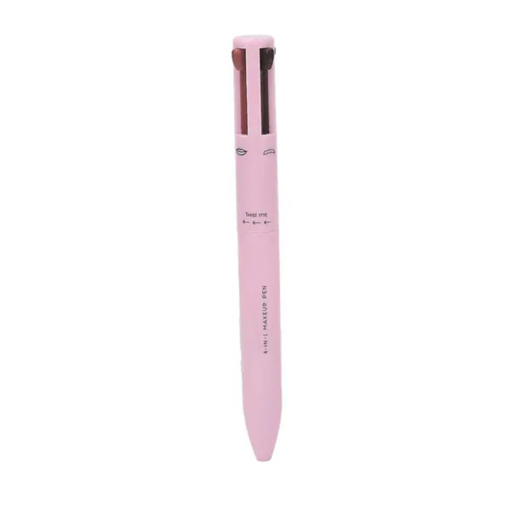 Creion de machiaj 4-in-1 multifunctional, pentru sprancene/contur buze/eyeliner/iluminator, roz, 1 buc