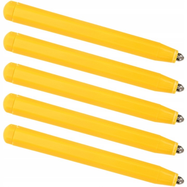 Pix magnetic pentru tabla de desen, varf cu bila metalica, corp din plastic, galben, set 5 buc., 10 x 1 cm
