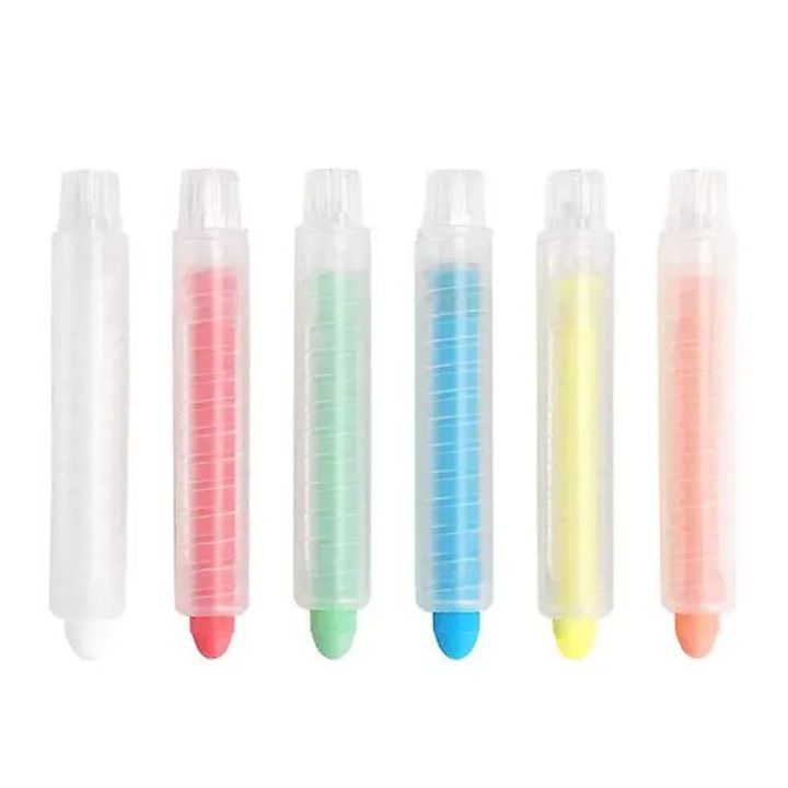 Set de 6 crete colorate fara praf in suport din plastic, solubile in apa, 8.9 x 1.5 cm, model 31CJ-K0274-260814-1173