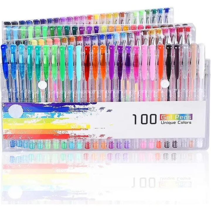 Set pixuri gel cu sclipici 31CJ-K0274-260814-2100, 100 culori, varf 1.0 mm, multicolor