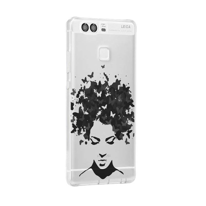 Husa Silicon, Transparent, Ultra Slim 0.3MM, Woman B&W, Huawei P10 LITE
