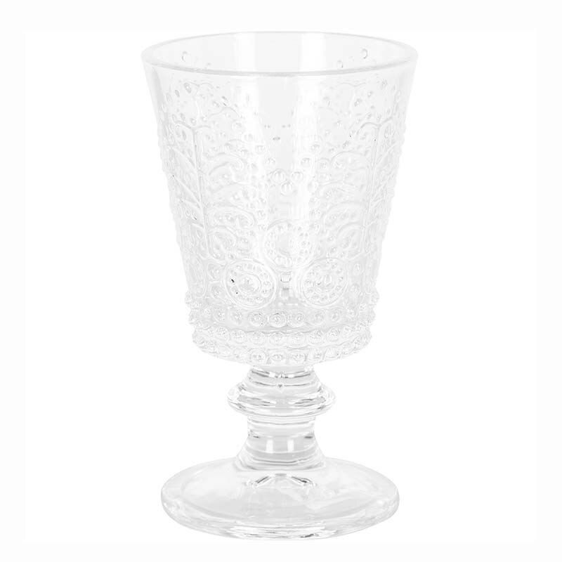 Pahar pentru vin cu picior din sticla si model perlat