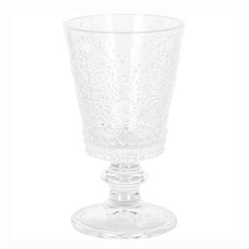 Pahar pentru vin cu picior din sticla si model perlat Pahar pentru vin cu picior din sticla si model perlat