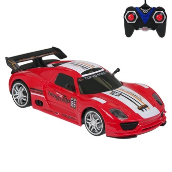 Masina de curse cu telecomanda Power Racing Car, scara 1:12, functii complete, emite lumini, rosu Masina de curse cu telecomanda Power Racing Car, scara 1:12, functii complete, emite lumini, rosu