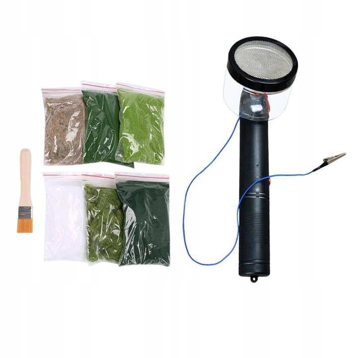 Aplicator iarba statica 31CJ-K0274-260814-5449, kit cu 1 aplicator 29 x 8 cm, 1 pensula si 6 pungi iarba statica, Multicolor