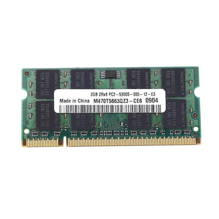 Memória RAM laptop ECJ-13782 2GB DDR2 PC2-5300S 667 MHz SODIMM 200 pini, zöld