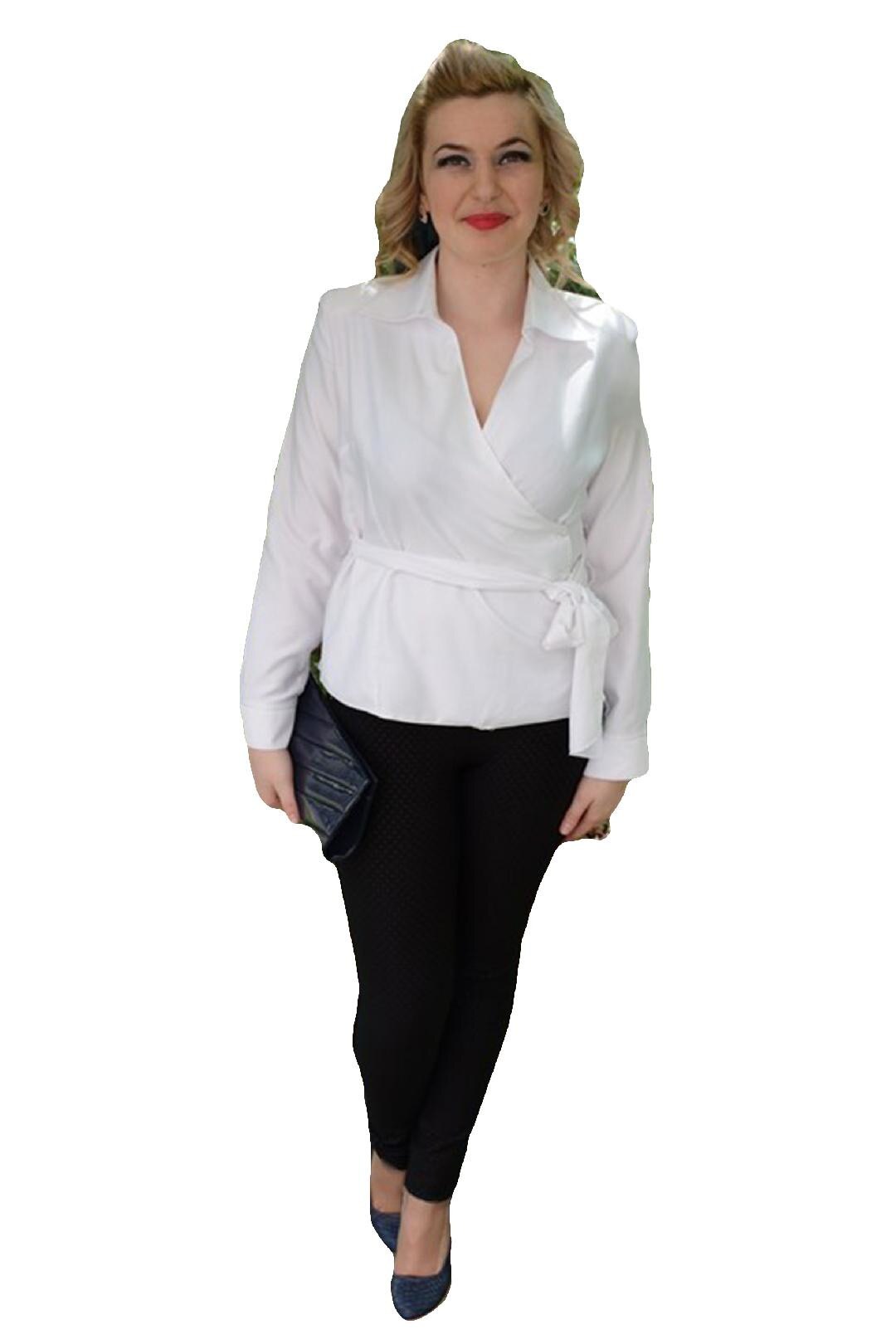 Camasa office, inchidere laterala cu nasturi, D&J Exclusive, Alb