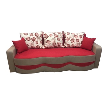 Canapea extensibila Milano, MobAmbient, Rosu, material textil si piele ecologica, extensie din plasa de arcuri tip relaxa, cu lada de depozitare, 3 perne mari si 2 perne mici incluse, 230 x200 cm Canapea extensibila Milano, MobAmbient, Rosu, material textil si piele ecologica, extensie din plasa de arcuri tip relaxa, cu lada de depozitare, 3 perne mari si 2 perne mici incluse, 230 x200 cm